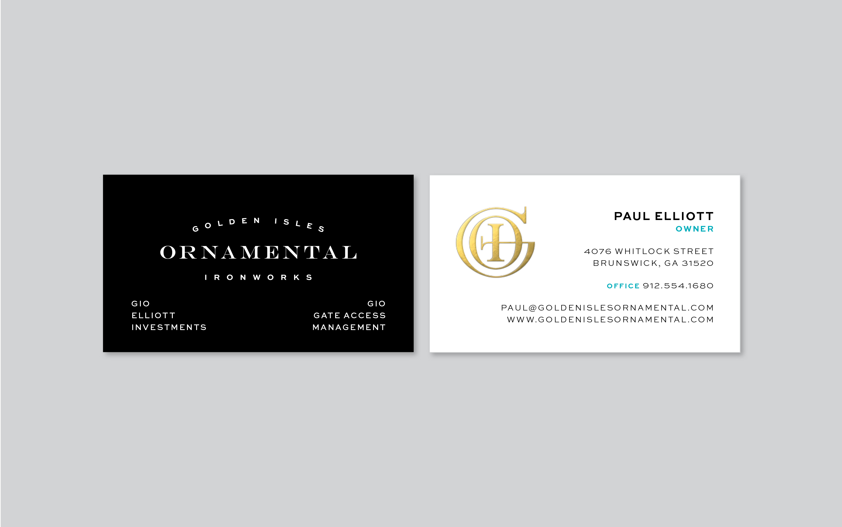 Golden Isles Ornamental business card mockup