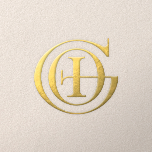Golden Isles Ornamental gold foil embossed monogram mockup